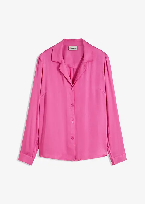 Satinblus med krage och slag, bonprix