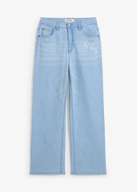 Wide Leg Jeans med medelh&ouml;g midja, bonprix