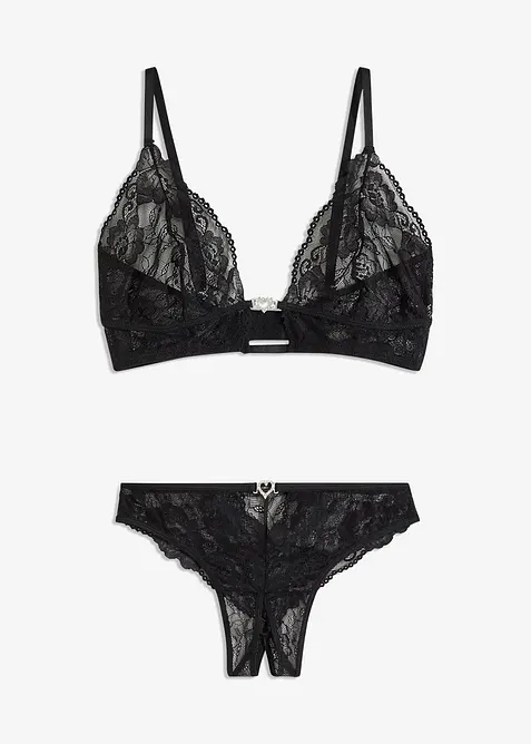 Bralette och stringtrosa ouvert (2 delar), bonprix