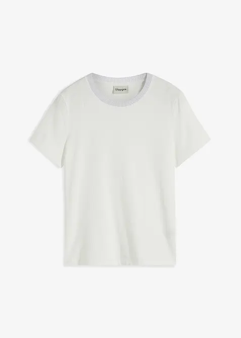 Topp med stickad mudd och glittrande garn, bonprix