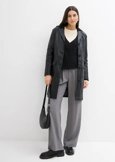 Tröja med huva och asymmetrisk nederkant, bonprix