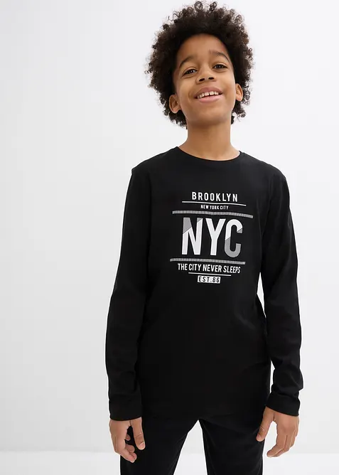 L&aring;ng&auml;rmad T-shirt i ren ekologisk bomull f&ouml;r barn, bonprix