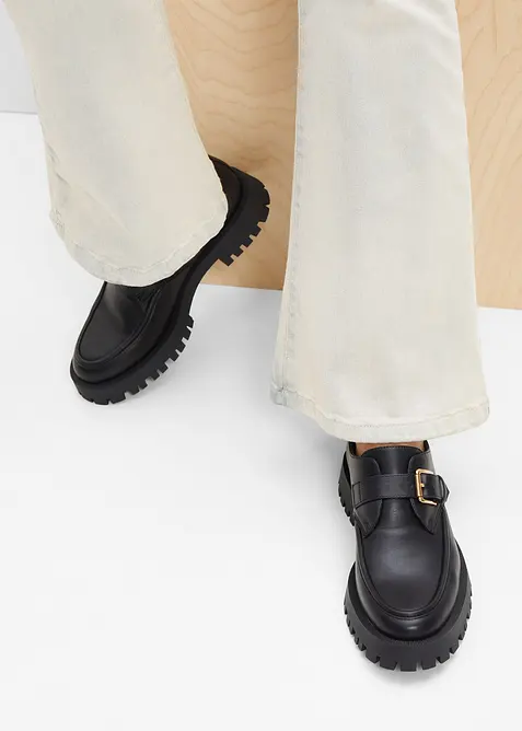 Kraftiga loafers med sp&auml;nne, bonprix
