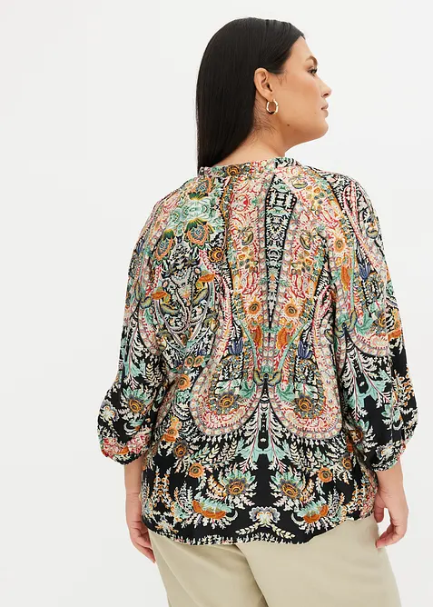 Blustunika i böljande satin, bonprix