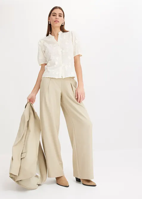 Kortärmad blus i ren bomull, bonprix