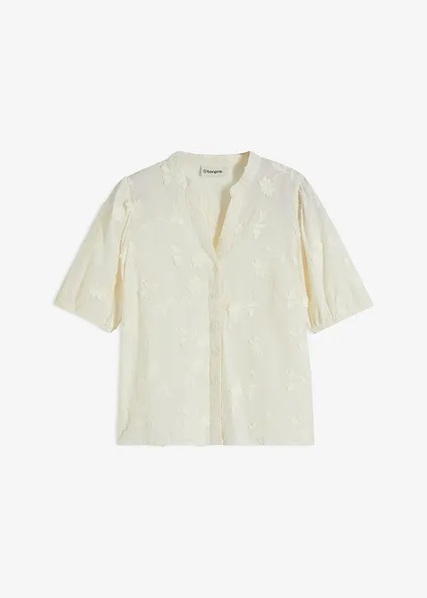 Kortärmad blus i ren bomull, bonprix