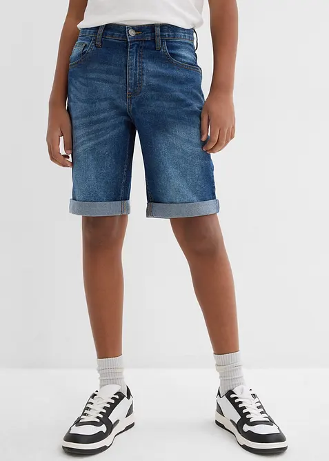 Stretchiga jeansbermudas f&ouml;r barn, Slim Fit, bonprix