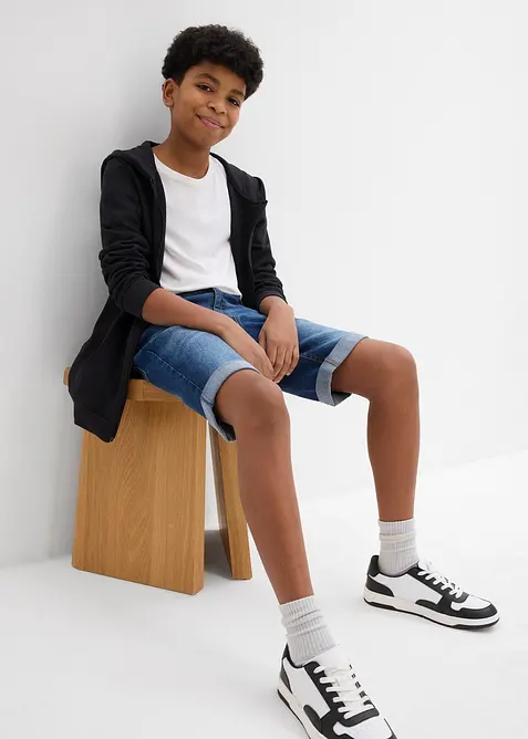 Stretchiga jeansbermudas f&ouml;r barn, Slim Fit, bonprix