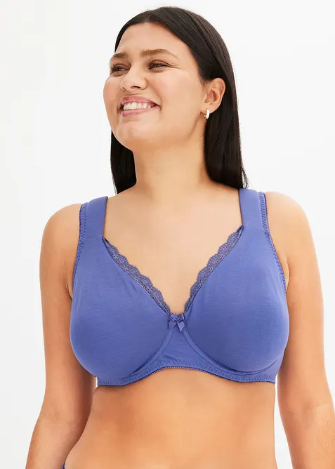 Ovadderad T-shirtbehå med bygel och ekologisk bomull (2-pack), bonprix