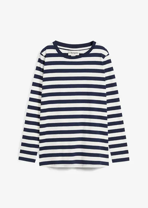 Långärmad randig topp av ren ekologisk bomull, bonprix