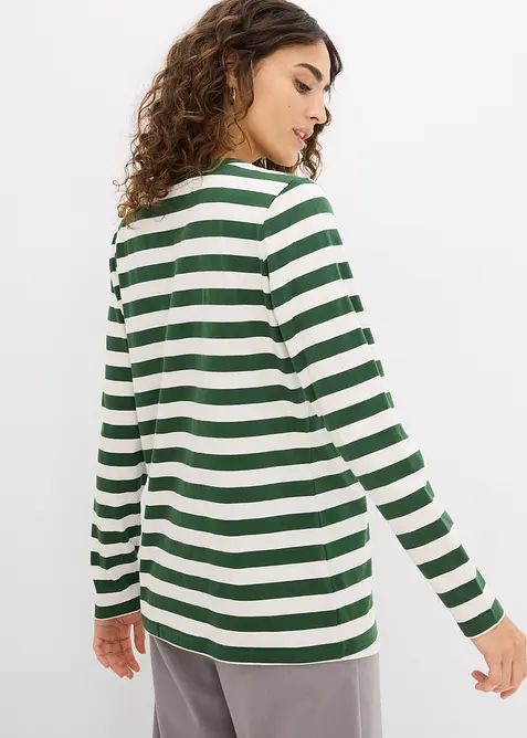 Långärmad randig topp av ren ekologisk bomull, bonprix