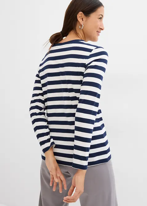 Långärmad randig topp av ren ekologisk bomull, bonprix