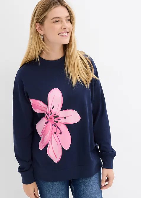 Sweatshirt med tryck i bomullsmix, bonprix