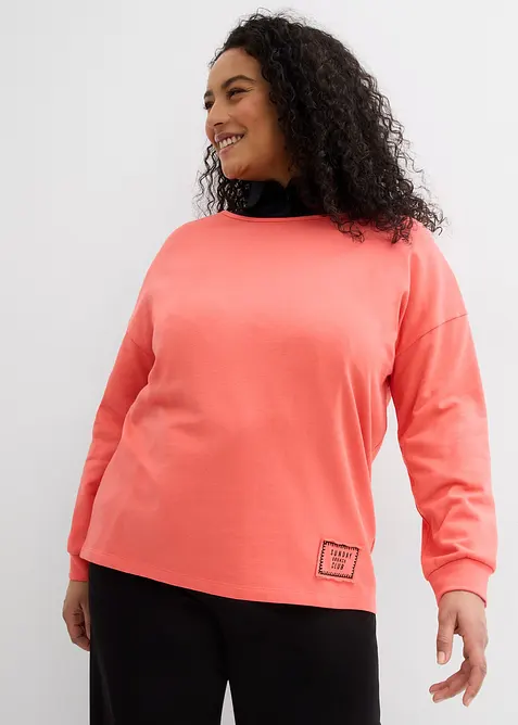 Sweatshirt i bomullsmix som &auml;r l&auml;ngre bak &auml;n fram, bonprix