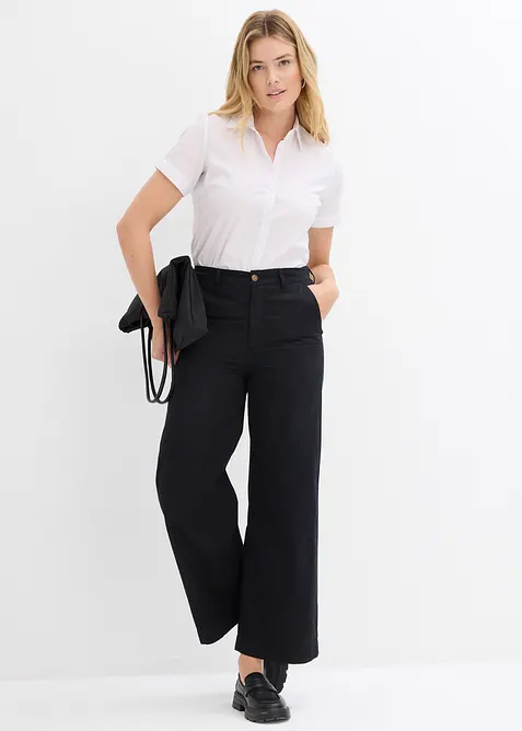 Vid byxa med hög midja i ren bomull, bonprix