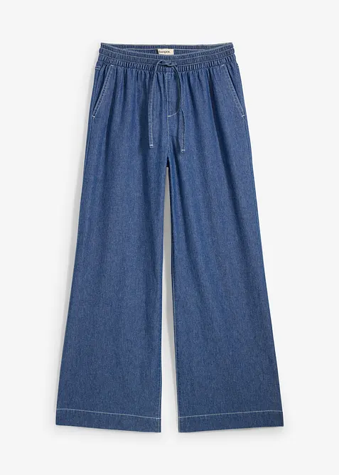 Wide Leg Jeans, Mid Waist, med bekv&auml;m midja, bonprix