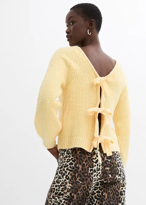 Vändbar cardigan med rosetter, bonprix