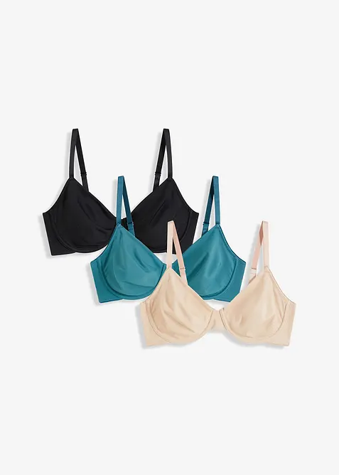 Ovadderad T-shirtbeh&aring; med bygel (3-pack), bonprix