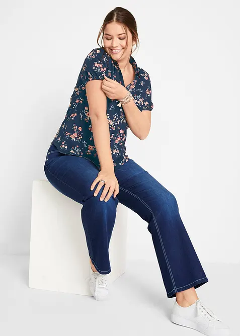 M&ouml;nstrad blus, kort&auml;rmad, bonprix