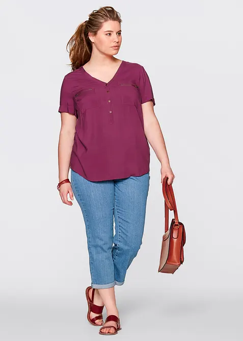 Viskosblus, kortärmad, bonprix