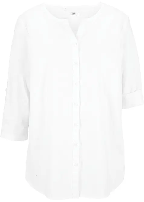 Blus med linne och 3/4-ärm, bonprix