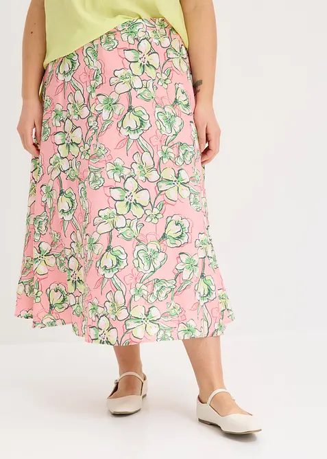 Mellanlång kjol i böljande viskosmix, bonprix