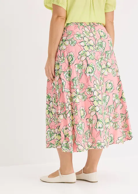 Mellanlång kjol i böljande viskosmix, bonprix