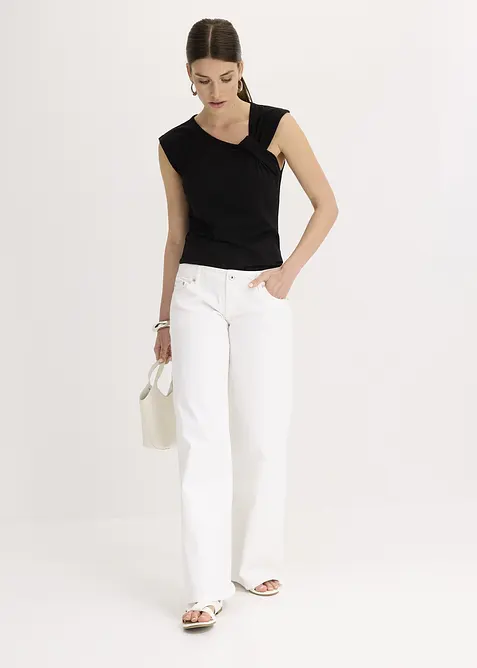 Topp med vriden design i elastisk bomullsmix, bonprix