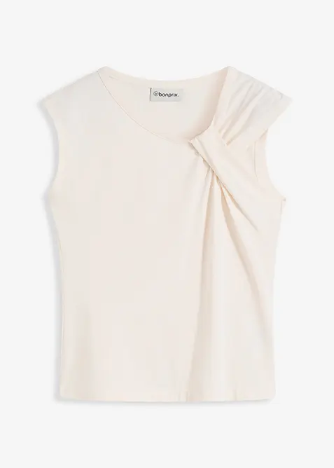 Topp med vriden design i elastisk bomullsmix, bonprix