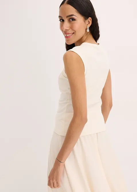 Topp med vriden design i elastisk bomullsmix, bonprix