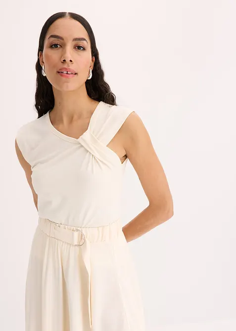 Topp med vriden design i elastisk bomullsmix, bonprix