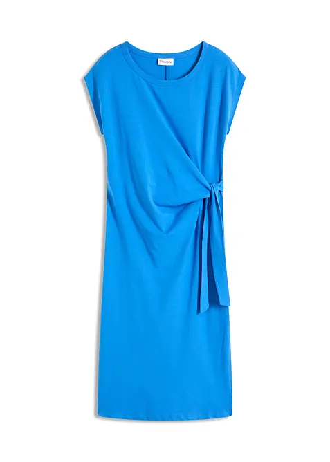 Jerseyklänning med knytdetalj i elastisk bomullsmix, bonprix