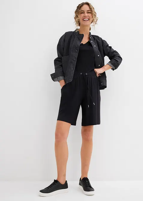 Jerseybermudas av viskos med mjukt fall, bonprix