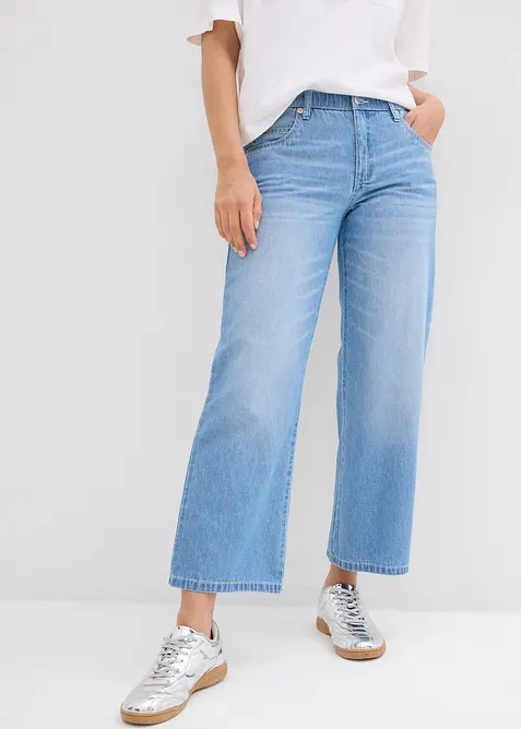 Straight Jeans Mid Waist med bekväm midja, cropped, bonprix