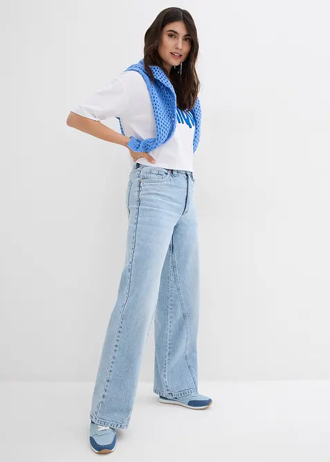 Jeans med vida ben, High Waist, bonprix