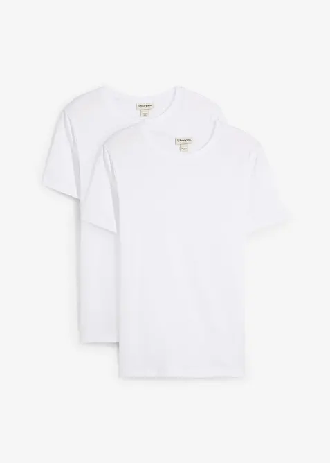 T-shirt i ren ekologisk bomull (2-pack), Slim Fit, bonprix