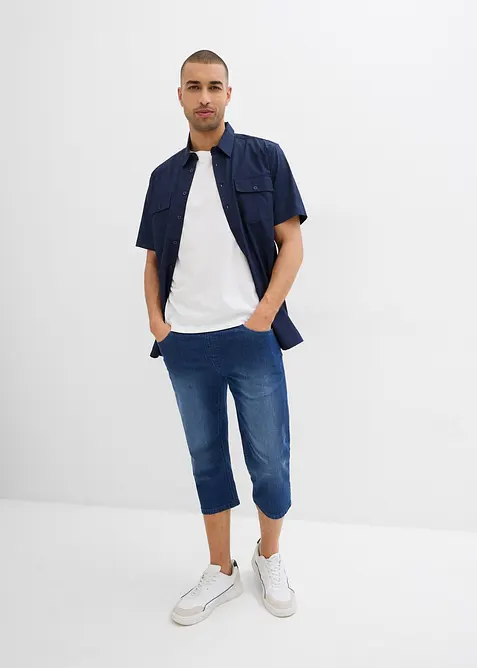 3/4-Jeans i dra på-modell av tunn denim, Regular Fit, Straight (2-pack), bonprix