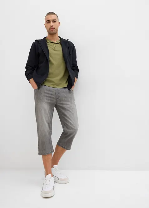 3/4-Jeans i dra p&aring;-modell av tunn denim, Regular Fit, Straight (2-pack), bonprix