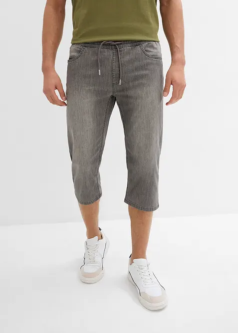 3/4-Jeans i dra p&aring;-modell av tunn denim, Regular Fit, Straight (2-pack), bonprix