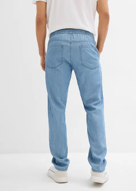 Tunna dra-på jeans med lin, Straight Regular Fit, bonprix