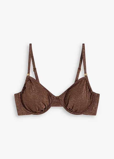 Glittrande bikiniöverdel med bygel, bonprix