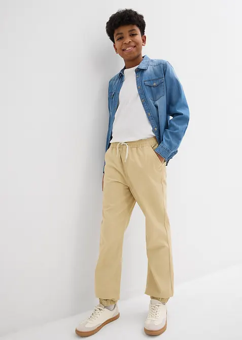 Dra på-byxa i ren bomull för barn (2-pack), Regular Fit, bonprix