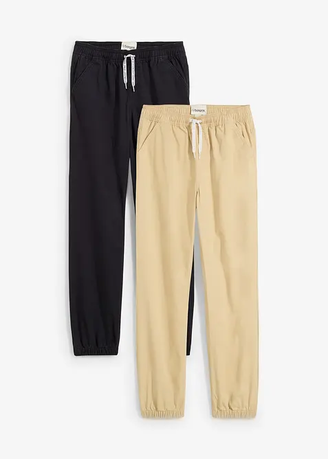 Dra på-byxa i ren bomull för barn (2-pack), Regular Fit, bonprix