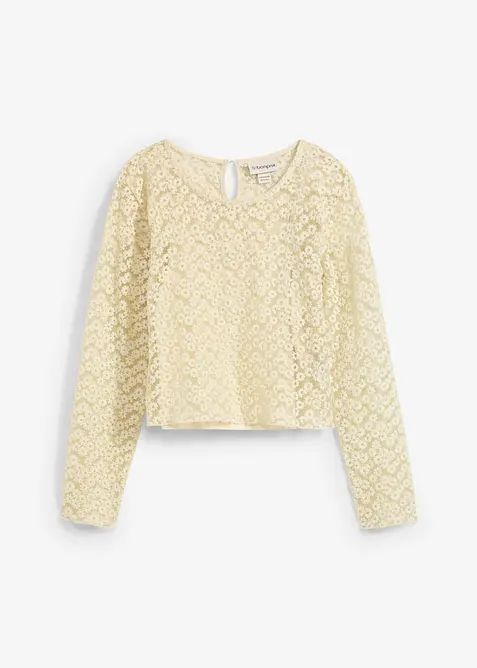 Spetsblus med jerseylinne (2-delat set), bonprix