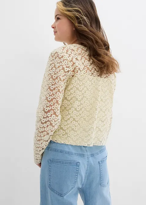 Spetsblus med jerseylinne (2-delat set), bonprix