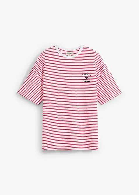 Randig T-shirt med broderi, bonprix