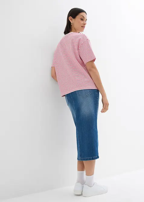 Randig T-shirt med broderi, bonprix