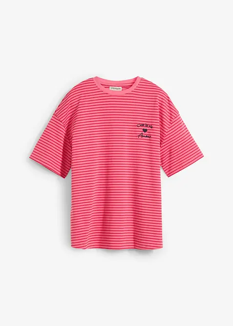 Randig T-shirt med broderi, bonprix
