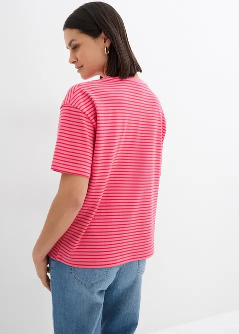 Randig T-shirt med broderi, bonprix