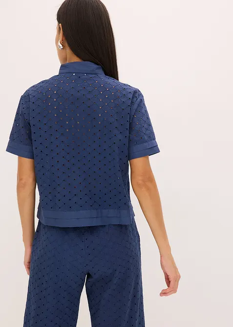 Blus med h&aring;lbroderi, bonprix